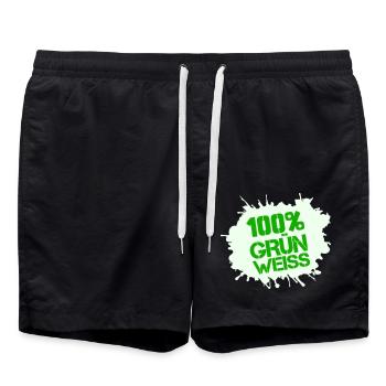100% Grün Weiss - Badeshorts - Schwarz - Vorne - AI Model Male 185 light (185cm)