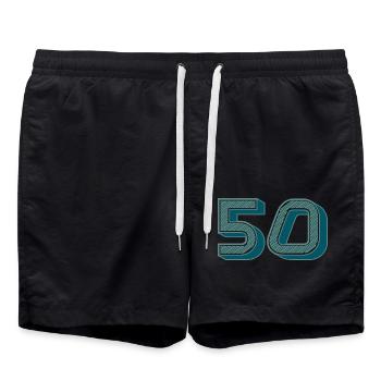 50. 50 YEARS. 50th ANNIVERSARY. 50TH ANNIVERSARY. - Swim Trunks - black - Front - AI Model Male 185 light (185cm)