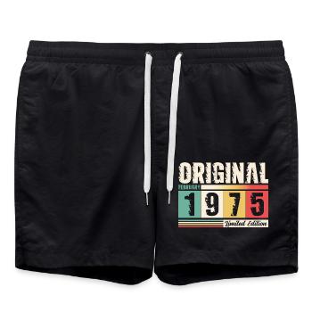 50ème anniversaire cadeau mari Original février 1975 - Short de bain - noir - Devant - AI Model Male 185 light (185cm)
