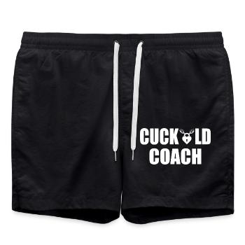 Cuckold coach - Swim Trunks - black - Front - AI Model Male 185 light (185cm)