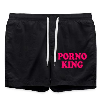 Porno king - Swim Trunks - black - Front - AI Model Male 185 light (185cm)