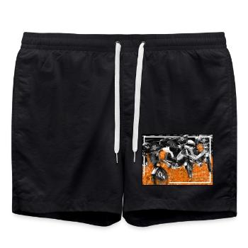 Mofa Liebe mit Feuer und Flammen. - Badeshorts - Schwarz - Vorne - AI Model Male 185 light (185cm)