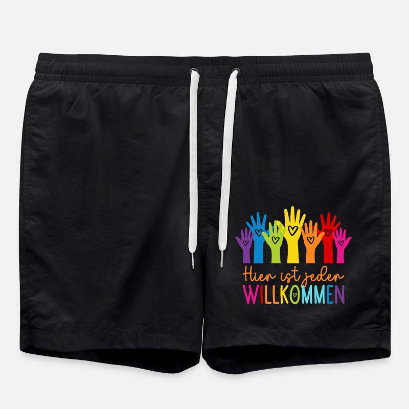Hier ist jeder willkommen - Badeshorts - Schwarz