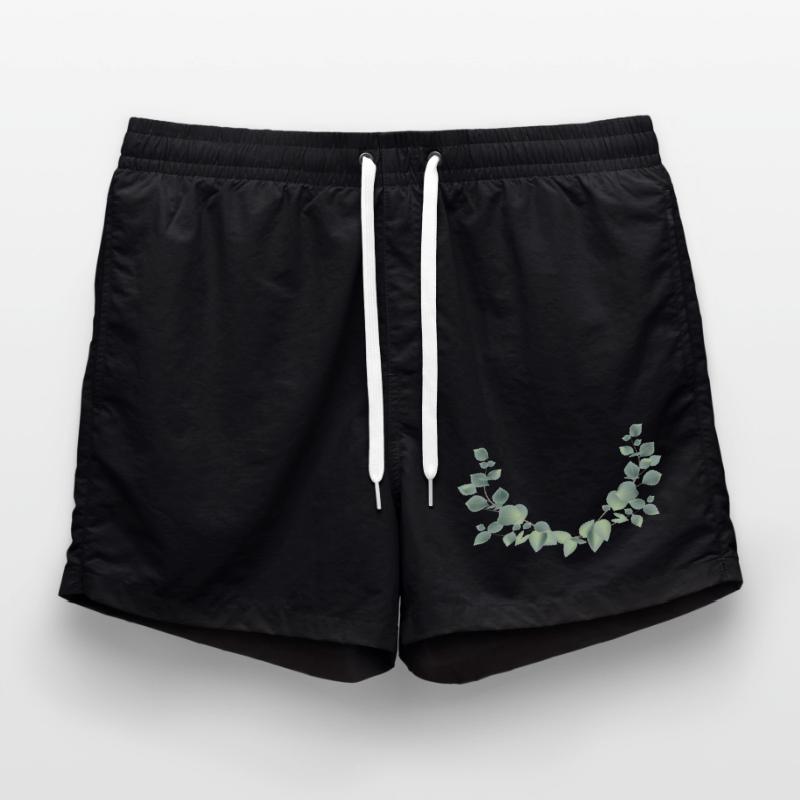 delicate eucalyptus branches as a half wreath Swim Trunks