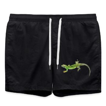Motif vert gecko - Short de bain - noir - Devant - AI Model Male 185 light (185cm)