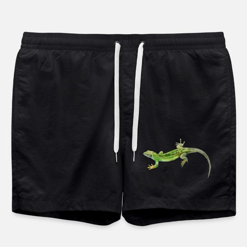 Motif vert gecko - Short de bain - noir
