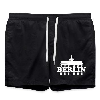 berlin tor brandenburg stadt city Stadt Logo icon - Badeshorts - Schwarz - Vorne - AI Model Male 185 light (185cm)