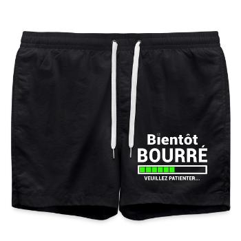 BIENTÔT BOURRE VEUILLEZ PATIENTER - Short de bain - noir - Devant - AI Model Male 185 light (185cm)