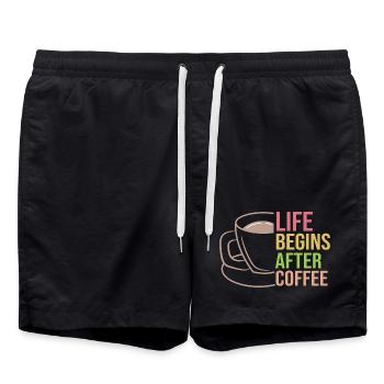 Coffee Cup Statement Coffee Drink Caffeine - Swim Trunks - black - Front - AI Model Male 185 light (185cm)