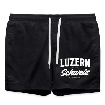 Luzern Schweiz Vintage Logo - Badeshorts - Schwarz - Vorne - AI Model Male 185 light (185cm)