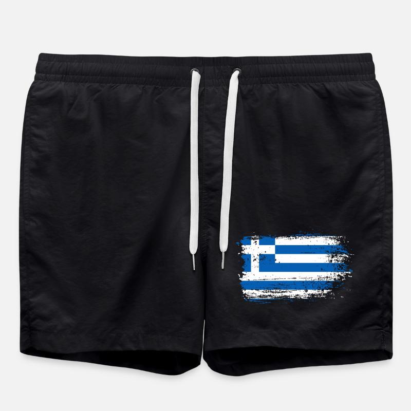 Croquis du drapeau grec grunge - Short de bain - noir