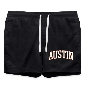 Austin Varsity Arc Font - Swim Trunks - black - Front - AI Model Male 185 light (185cm)