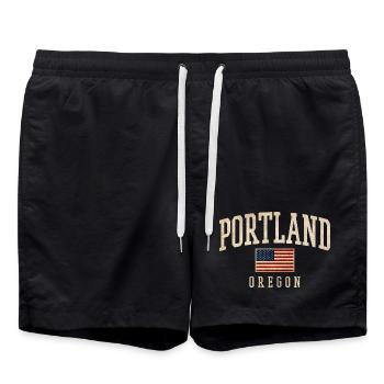Portland Oregon Americana Flag - Badeshorts - Schwarz - Vorne - AI Model Male 185 light (185cm)