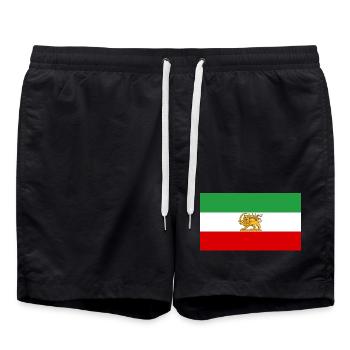 Lion and Sun Iran Flag - Swim Trunks - black - Front - AI Model Male 185 light (185cm)