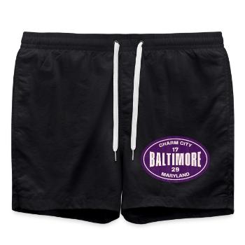 Baltimore Charm City Vintage Badge - Swim Trunks - black - Front - AI Model Male 185 light (185cm)