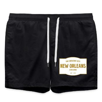 Crescent City New Orleans Emblem - Swim Trunks - black - Front - AI Model Male 185 light (185cm)