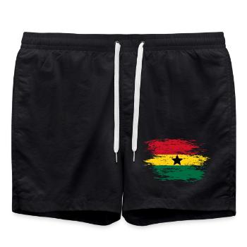 Ghana Map Flag used - Swim Trunks - black - Front - AI Model Male 185 light (185cm)
