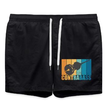 Contrabasse Instrument Vintage Musicien Cadeau - Short de bain - noir - Devant - AI Model Male 185 light (185cm)