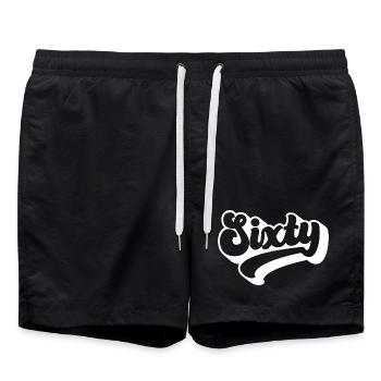 Sixty 60th Birthday Men Women 60 Years Old - Swim Trunks - black - Front - AI Model Male 185 light (185cm)