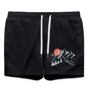 Sunrise Mountain Ridge Silhouette - Swim Trunks - black - Front - AI Model Male 185 light (185cm)