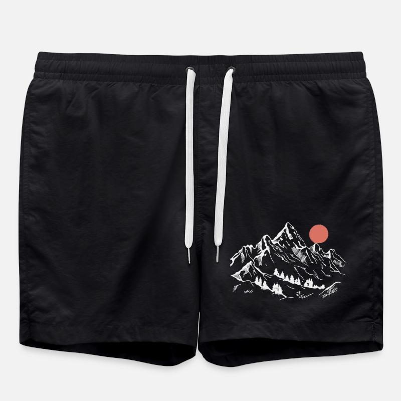 Pics enneigés sous le soleil rouge - Short de bain - noir