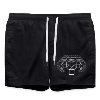 Pythagorasbaum weiss - Badeshorts - Schwarz - Vorne - AI Model Male 185 light (185cm)
