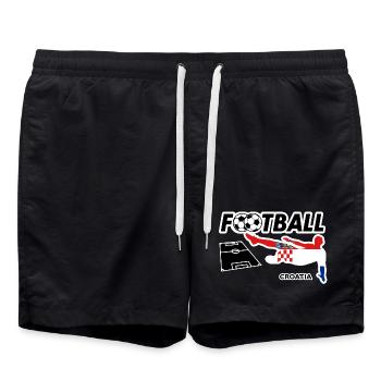 Fußball Fieber Croatia - Badeshorts - Schwarz - Vorne - AI Model Male 185 light (185cm)