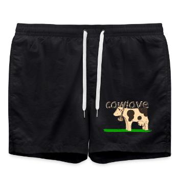 cowlove | Kuhliebe | 350 dpi - Badeshorts - Schwarz - Vorne - AI Model Male 185 light (185cm)