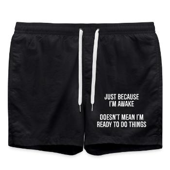 ce n’est pas parce que je suis éveillé que je suis prêt - Short de bain - noir - Devant - AI Model Male 185 light (185cm)