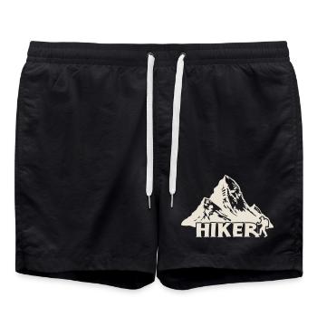 Wanderer - Bergwanderung [Weiß] - Badeshorts - Schwarz - Vorne - AI Model Male 185 light (185cm)