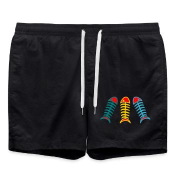 FISH. APRIL FOOL. HOLIDAY. SUMMER. HUMOR - Swim Trunks - black - Front - AI Model Male 185 light (185cm)