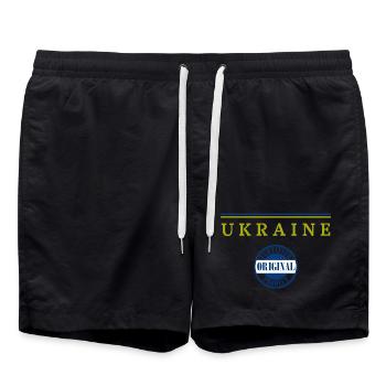 Drapeau ukrainien, j’adore l’Ukraine - Short de bain - noir - Devant - AI Model Male 185 light (185cm)