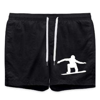 Snowboarder Silhouette Winter Sport Snow - Swim Trunks - black - Front - AI Model Male 185 light (185cm)
