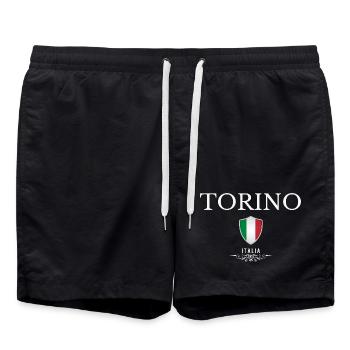 Souvenir Turin, Turin Italie - Short de bain - noir - Devant - AI Model Male 185 light (185cm)