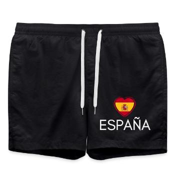 Cœur avec drapeau espagnol, fierté espagnole - Short de bain - noir - Devant - AI Model Male 185 light (185cm)