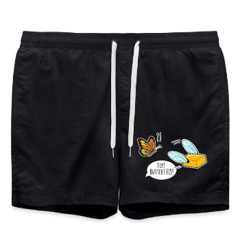 Fliegende Butter Schmetterling kuckt zu, Butterfly - Badeshorts - Schwarz - Vorne - AI Model Male 185 light (185cm)