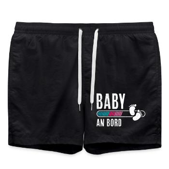 Expectant mothers BABY ON BOARD Funny - Swim Trunks - black - Front - AI Model Male 185 light (185cm)