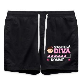 Bald Mama ZUKÜNFTIGE DIVA KOMMT Lustiges - Badeshorts - Schwarz - Vorne - AI Model Male 185 light (185cm)