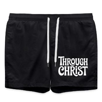Par le Christ Jésus Chrétiens Foi - Short de bain - noir - Devant - AI Model Male 185 light (185cm)