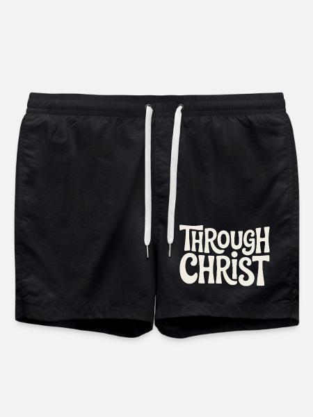 Trough Christ Jesus Christen Glaube - Badeshorts - Schwarz