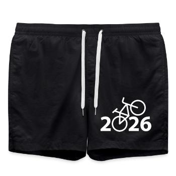 Radtour 2026, Mountainbike 2026, Fahrrad 2026 - Badeshorts - Schwarz - Vorne - AI Model Male 185 light (185cm)