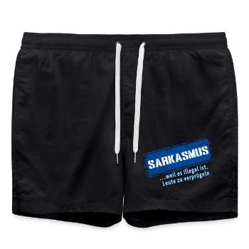 Sarcasm–... 'Cause it's illegal (Fun) - Swim Trunks - black - Front - AI Model Male 185 light (185cm)