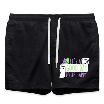 Good Day Be Happy Positive Motivation Happiness Saying - Swim Trunks - black - Front - AI Model Male 185 light (185cm)