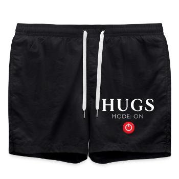 HUGS Modo On Red Button - Swim Trunks - black - Front - AI Model Male 185 light (185cm)