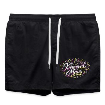 Kölner Karnevalsmaus Alaaf Lustig Fasching Geschen - Badeshorts - Schwarz - Vorne - AI Model Male 185 light (185cm)