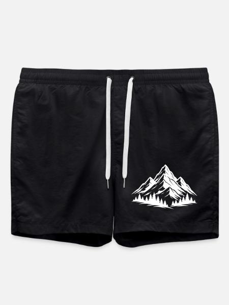 Mountains Forest Landscape - Swim Trunks - black