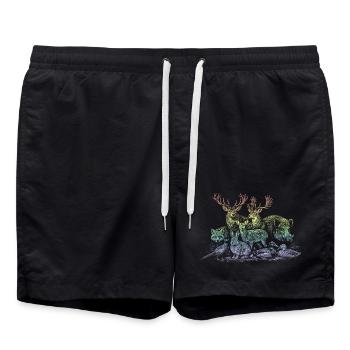 Troupeau de cerfs dans l’arc-en-ciel - Short de bain - noir - Devant - AI Model Male 185 light (185cm)