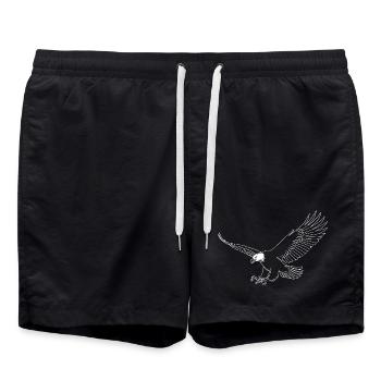 Minimalist Eagle Silhouette Freedom USA Bird - Swim Trunks - black - Front - AI Model Male 185 light (185cm)