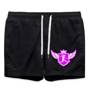 Fussballerin Wappen Fussball Girls - Badeshorts - Schwarz - Vorne - AI Model Male 185 light (185cm)