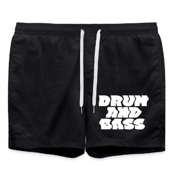 Drum and Bass fettes Logo-Design - Badeshorts - Schwarz - Vorne - AI Model Male 185 light (185cm)